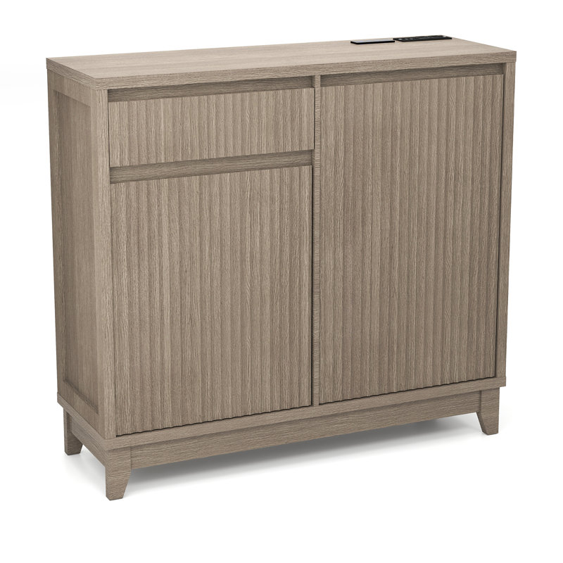 Armoire poubelle inclinable avec tiroirs 13 gallons, Gris délavé