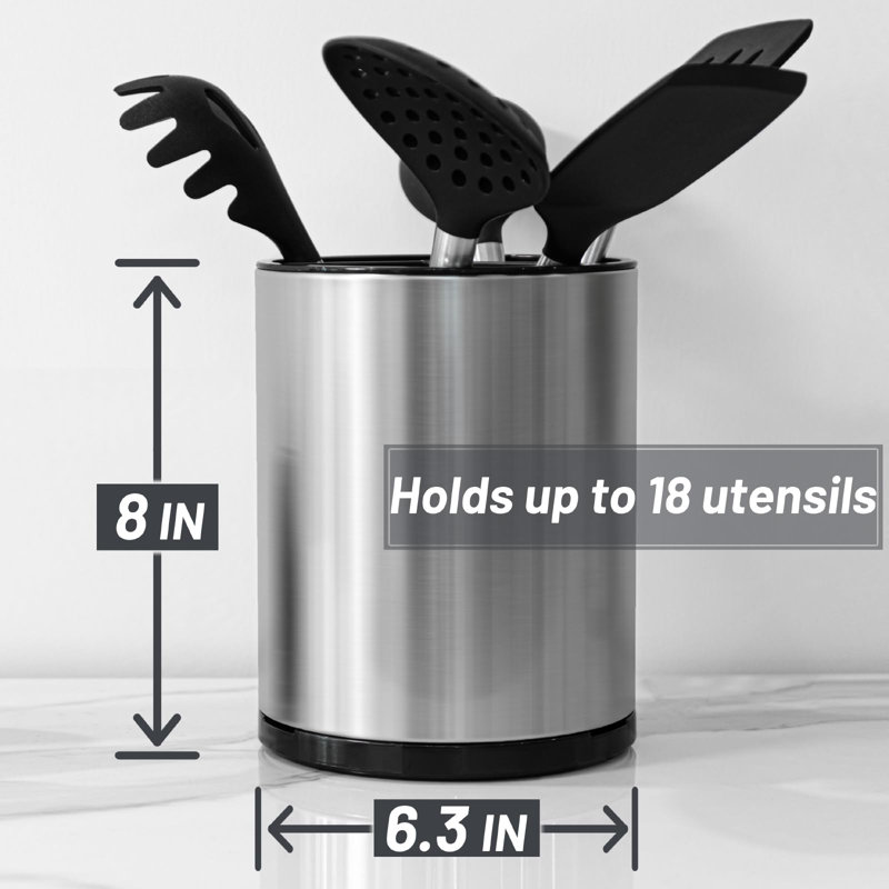 Kitchen Utensil Holder For Countertop 360° Rotating Utensil Caddy Large Utensil Crock Cooking Utensil Holder For Kitchen Counter