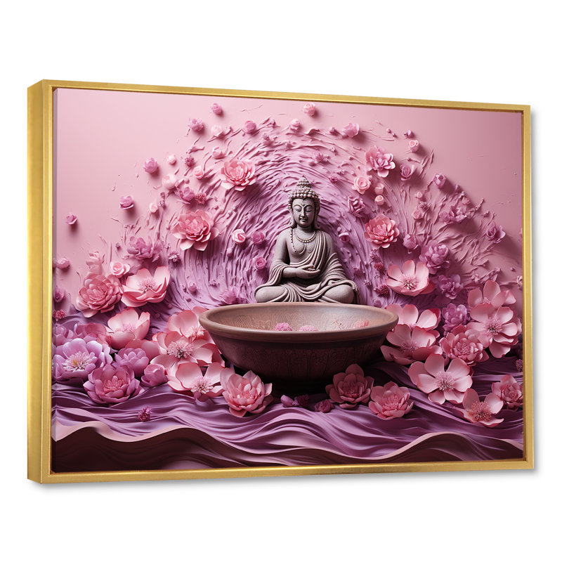 Hindouisme spirituel mantras méditation - impression, Cadre flottant doré, H 34 po x l 44 po x P 1,5 po
