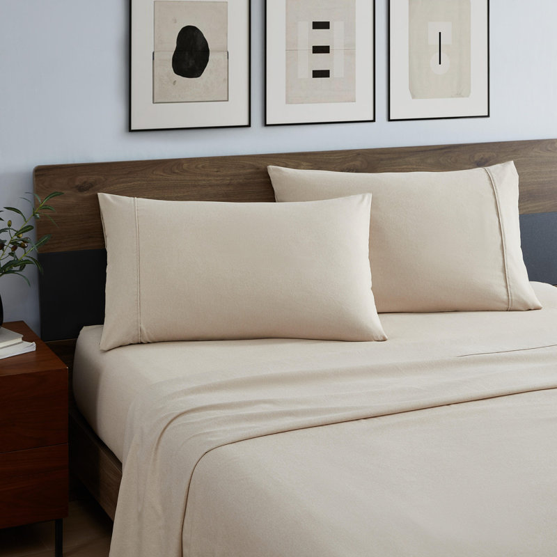 Sand Beige Twin Organic Polyester Microfiber Sheet Set