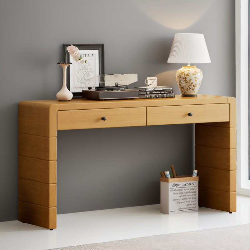 Console 55 po avec 2 tiroirs pour le vestibule, Naturel