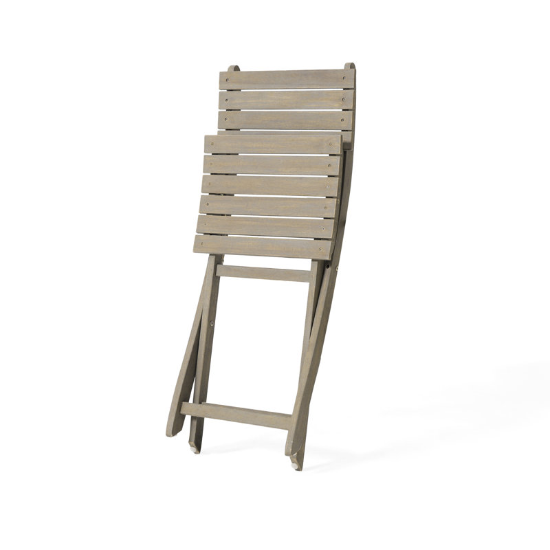 Table en bois 43,5 po - pliante, bois d'extérieur, eau, plateau à lattes, gris, conception de rangement pliable