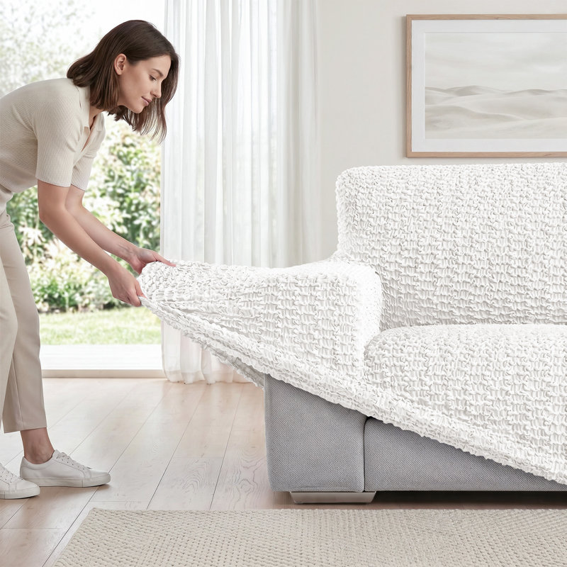 Housse extensible pour fauteuil - Style épuré et minimaliste - Collection Embrace, Blanc