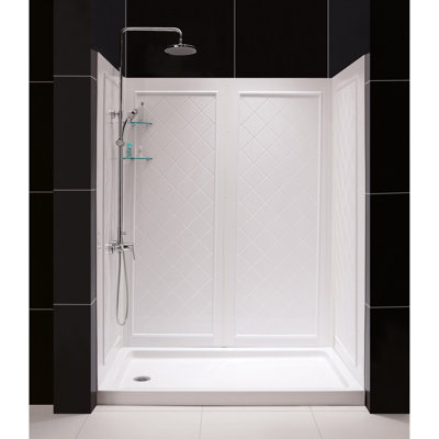 Qwall 60" W x 76.75" H Framed Rectangle Shower Stall and Base Included