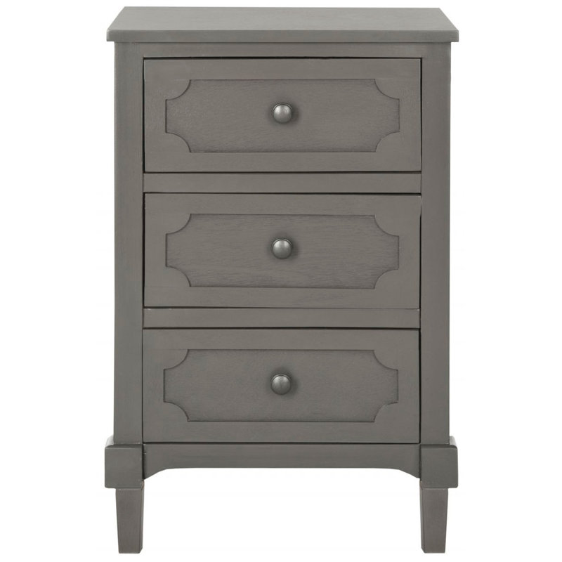 Mattalyn 17'' W Pine Wood Gray Nightstand - 3 Drawers Boutique Style Farmhouse Side Table for Home, Gray