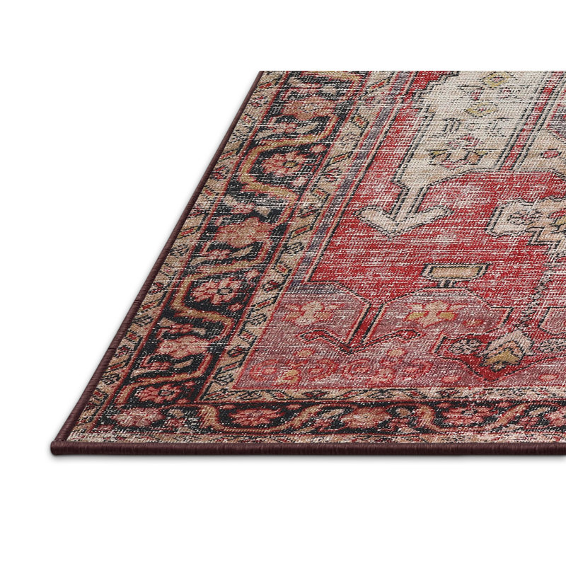 Tapis oriental en laine rouge / noir, Rectangle 4 pi x 6 pi