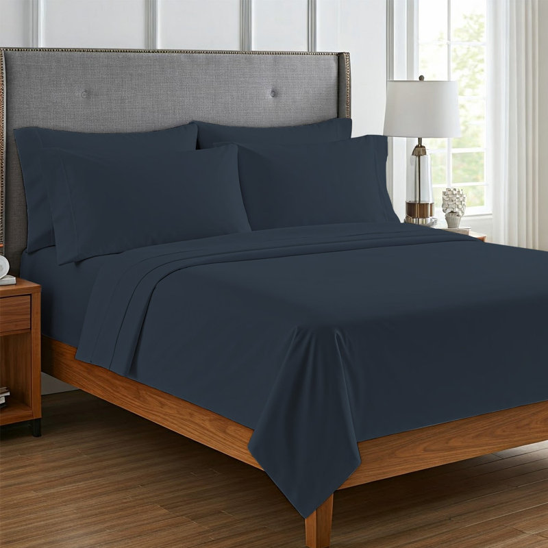 6Piece Microfiber Bed Sheets  Soft, WrinkleFree, Deep Pocket Fit, Full Sheet Set with 4 Pillowcases, Storm
