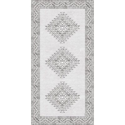 Cusco Geometric Vinyl Area Mat in Gray