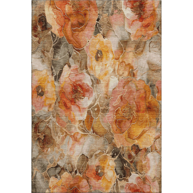 Tapis floral lavable à la machine de qualité supérieure Mayfield AMF1859, Rectangle 10 pi x 14 pi