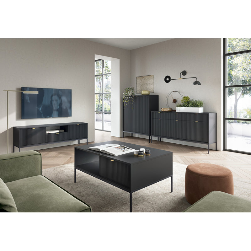 Jabus Coffee Table with Storage, Black, 40cm H x 104cm W x 68cm D