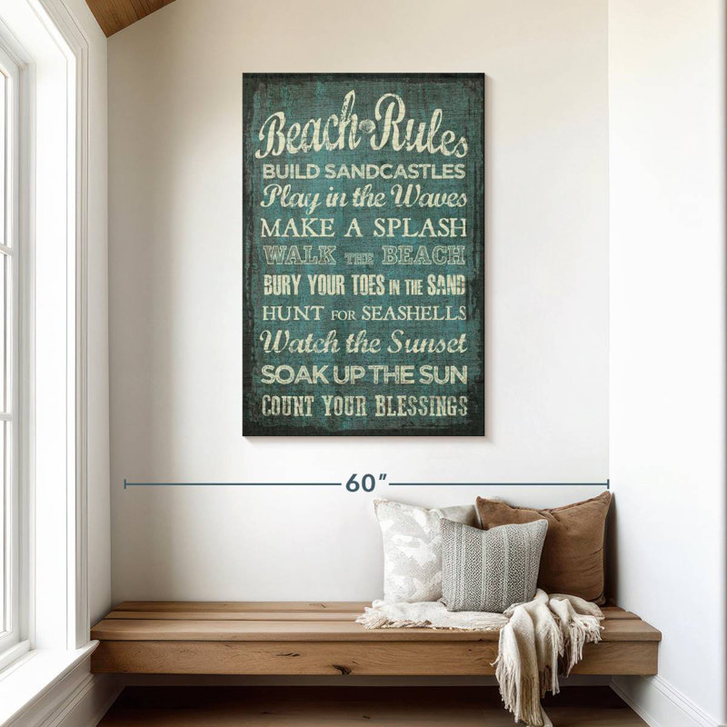 Beach Rules Wall Sign, 45" H x 30" W