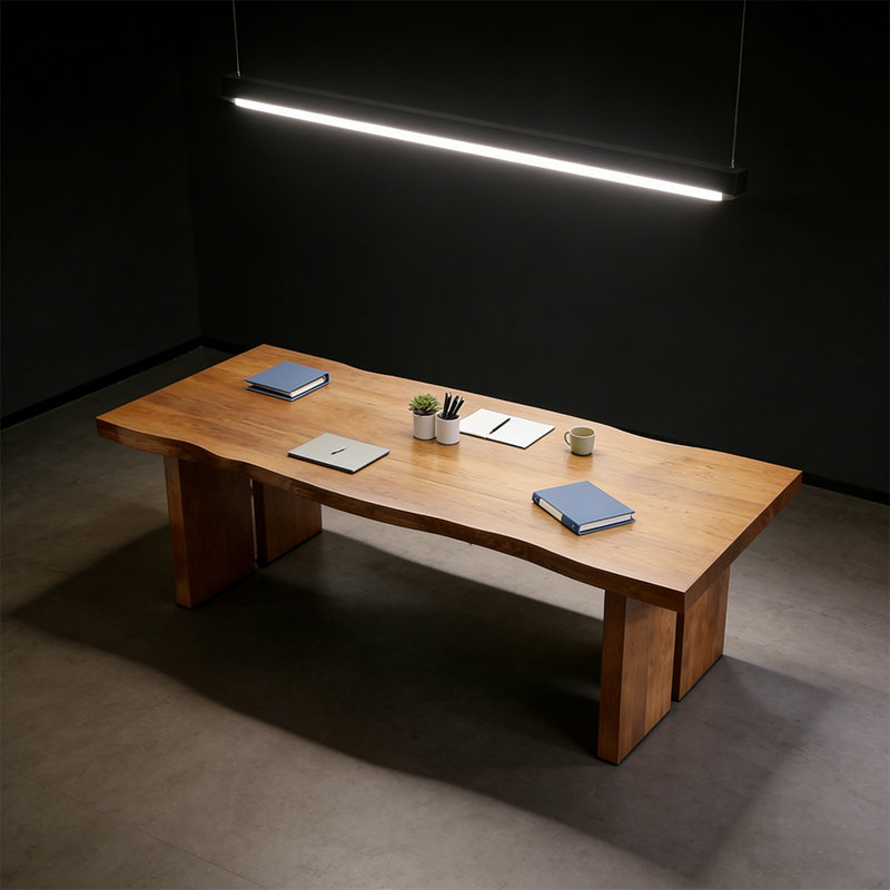 Table de conférence moderne en bois massif minimaliste, H 29,53 po x L 110,24 po x l 47,24 po