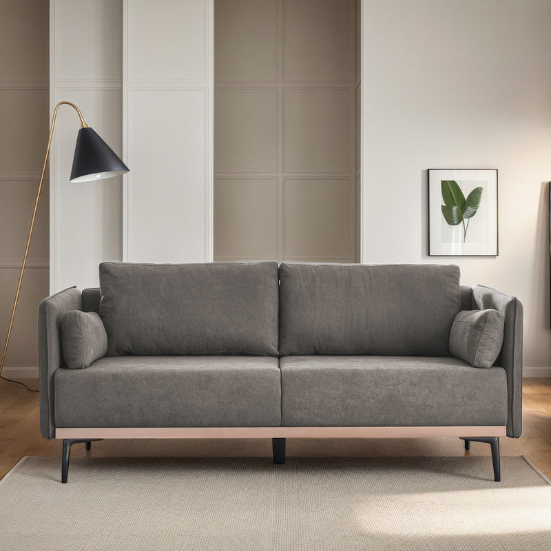 Canapé à accoudoirs carrés 72,83 po, Gris