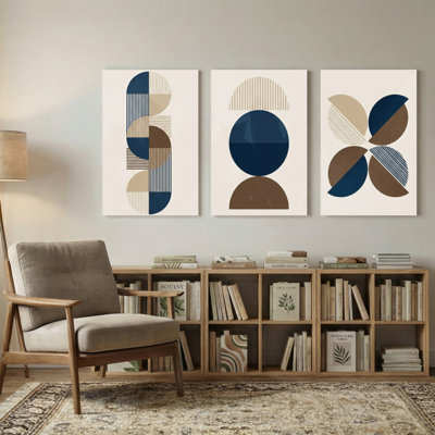 Abstract Geometric Shapes Abstract Art Pattern Design Modern Minimalist Style Color Palette Set of 3 Canvas Wall Art Prints