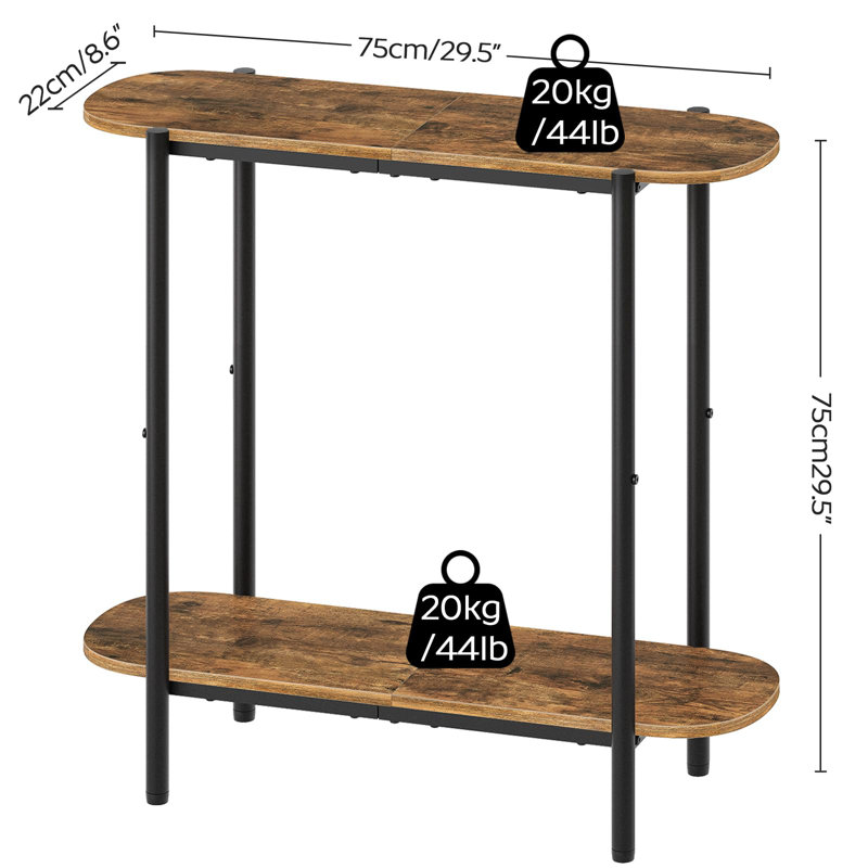 2-Tier Small Entryway Table, 29.5" Thin Sofa Table With Storage, Behind Couch Table, Display Table,Rustic Brown And Black