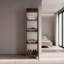 Armoire de rangement en chêne naturel avec miroir, rangement compact et élégant pour les maisons modernes