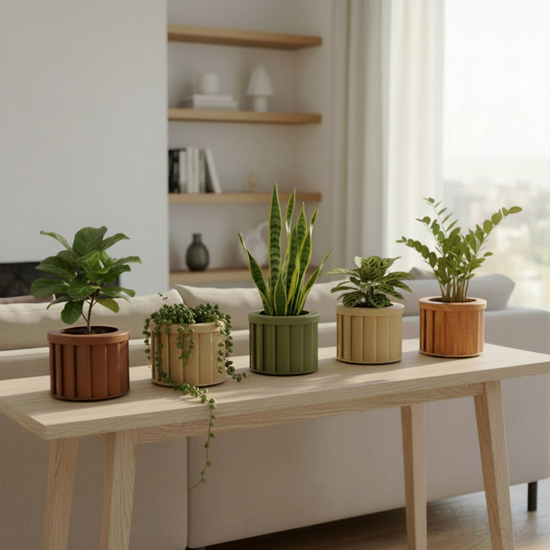 Pot rond rond Strata - brun cendré, Ash Brown