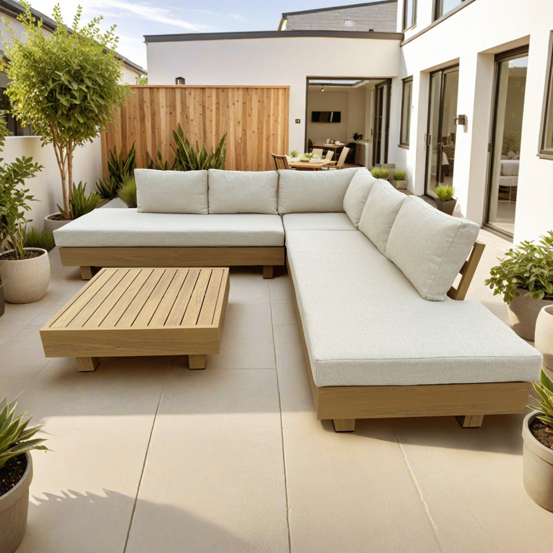 Ensemble de canapé modulaire en aluminium 4 pièces avec coussins et table basse, Cast cendré