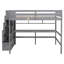 Lit mezzanine double avec bureau, tablettes de rangement et escalier, gris-435058401