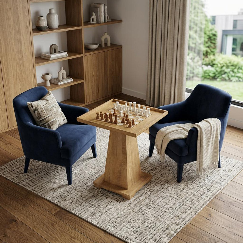  Table basse à piédestal carré en bois naturel 22 po - transitionnel
