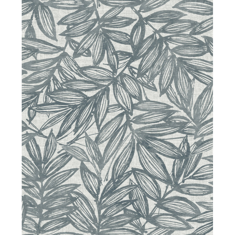 Rhythmic Taupe Leaf Wallpaper, Black