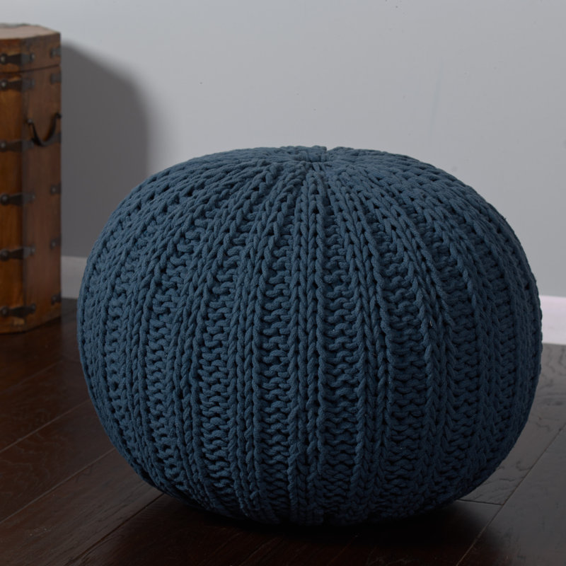 Pouf rond en coton 20 po beige, Bleu