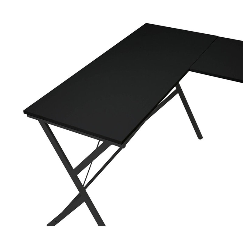Space-Saving Black L-Shape Computer Desk with Computer Holder