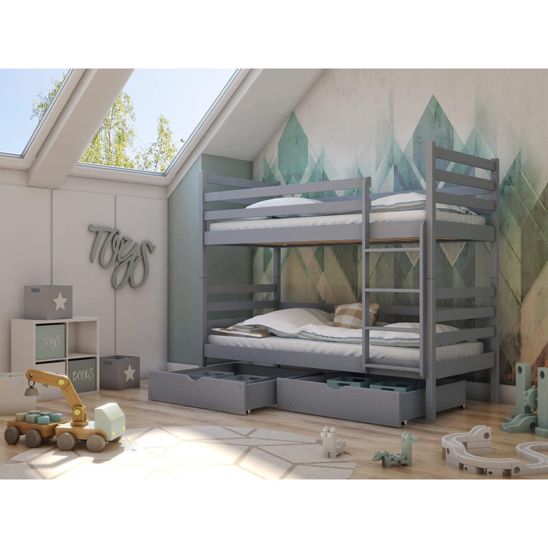 Landis Single (3') Standard Bunk Bed and Mattress, Grey