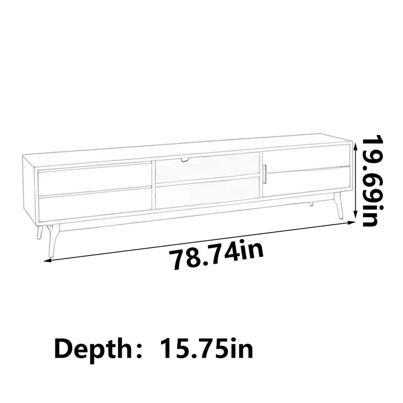 Meuble télé luxueux en bois massif, 78.74"