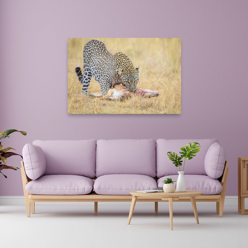 Leopard'S Meal Contemporary Wall Art Print, 101.6cm H x 152.4cm W
