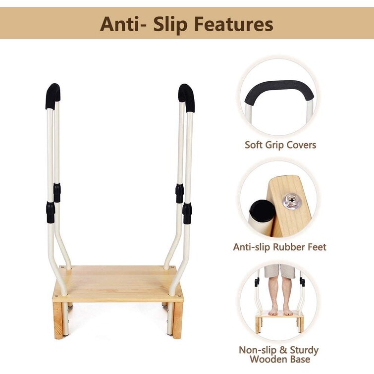 NEPPT Step Stools For Adults Seniors Foot Stool Bed Steps With Handle For  High Beds Wooden Medical Stepping Stool Heavy Duty Car Handle Assist For  Elderly Portable Steps Bedside With Handrails Bed