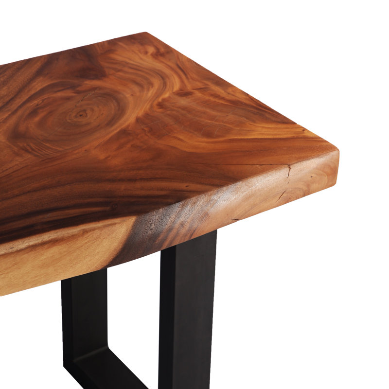 Solid Wood Top Metal Base Dining Table
