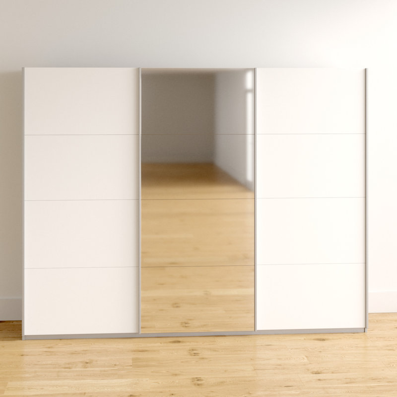 Gandra 3 Sliding Door Wardrobe 271 cm Oak Sonoma/Alpinwhite Mirror INCL. Delivery and Assembly