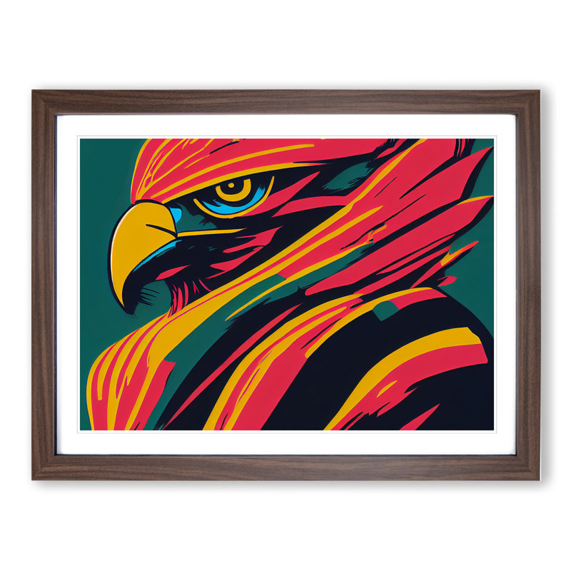 Abstract Eagle Bird - Framed Print, 34cm H x 46cm W x 2cm D, Walnut