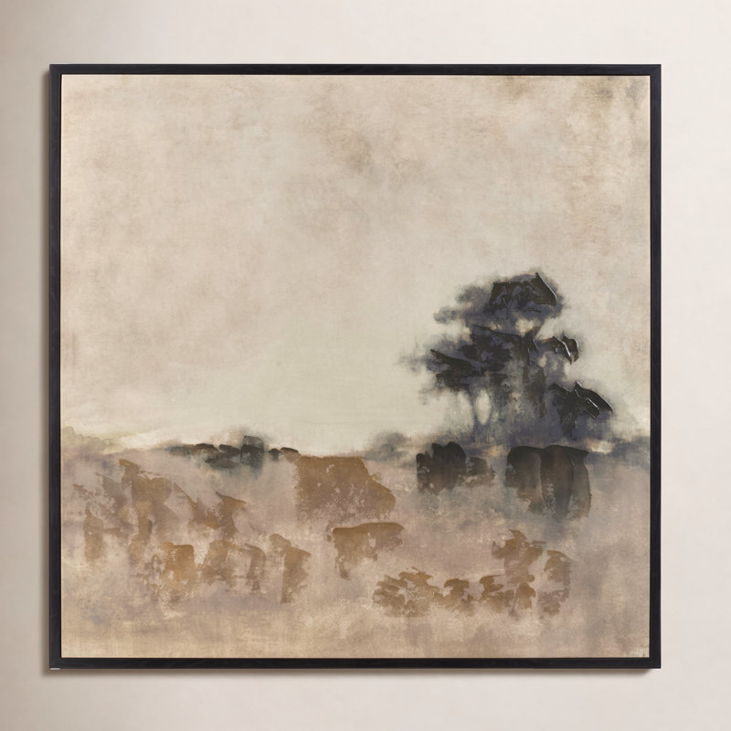Modern Abstract Framed Painting, Brown, Black