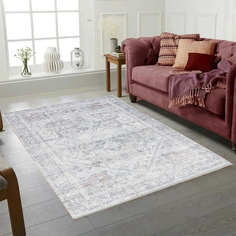 Aura Gray Patterned Area Rug, Rectangle 9' x 12'