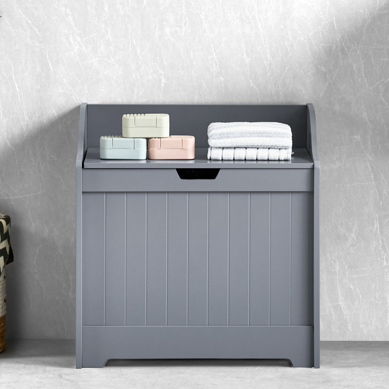 Milano Wood Cabinet Laundry Hamper, Grey