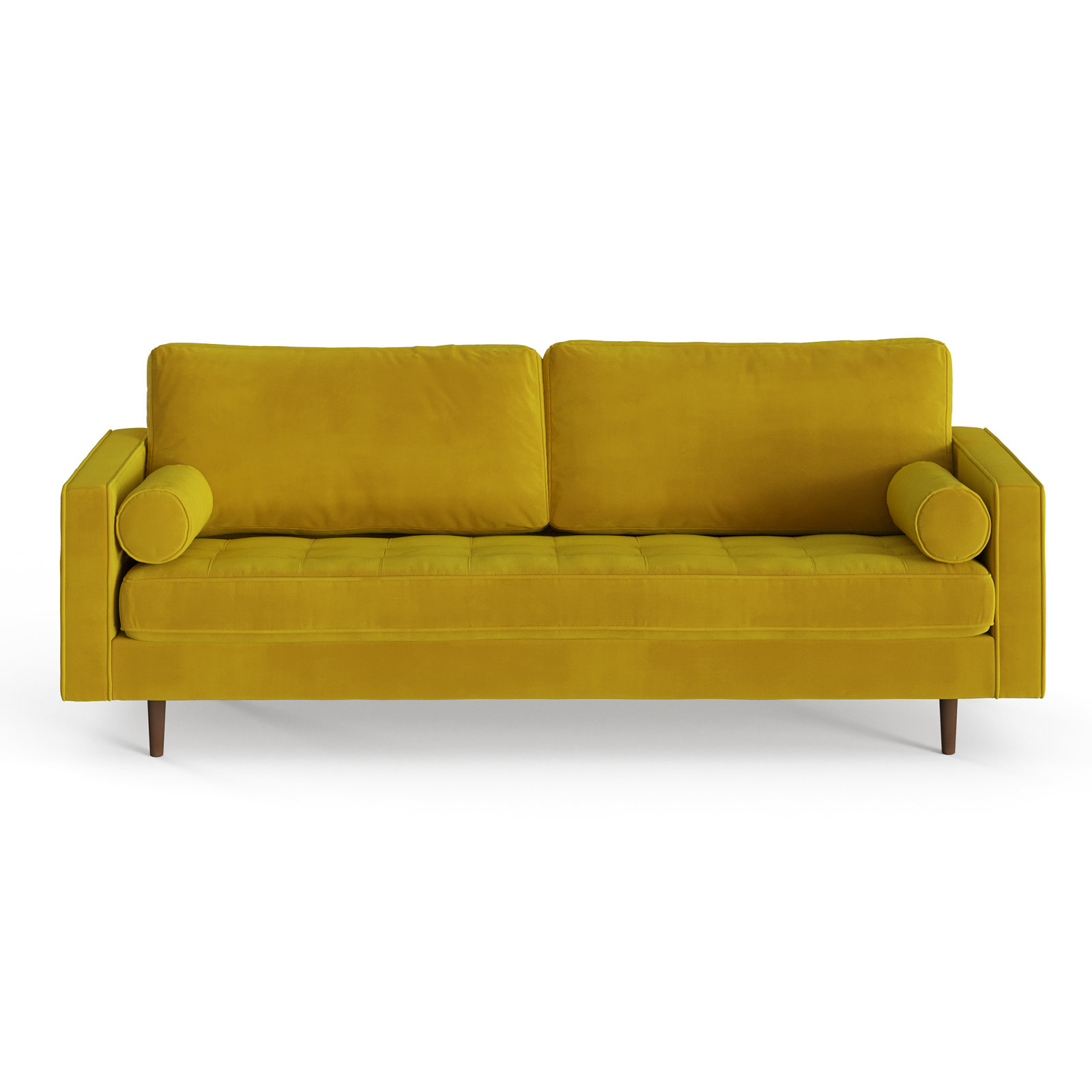 Geo 84" Upholstered Sofa, Bella Gold Performance Velvet