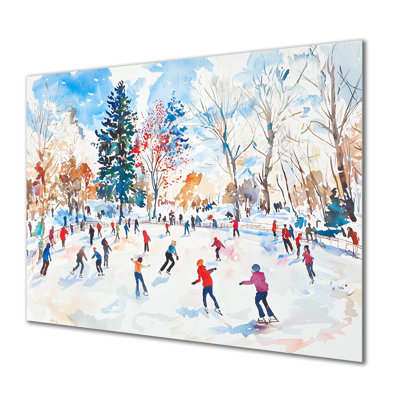 Ice Skating Rink III - Winter Landscape, reproduction d'art métallique traditionnelle