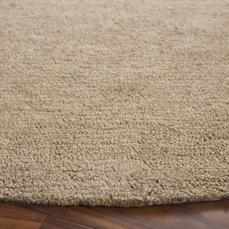 Lecompton Hand Tufted Jute Cotton Rug in Gold, Round 6'
