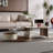 2-Piece Rotating Nesting Coffee Table Set with Sintered Stone Top and Glass Table with Hidden Drawer