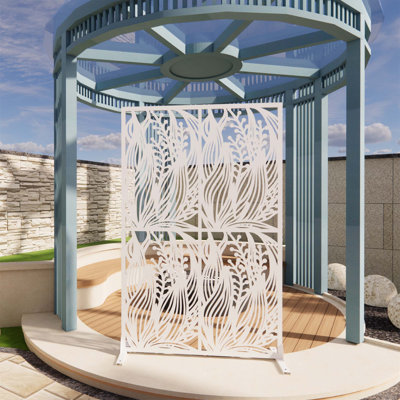Metal Privacy Screens W3.8Ft X H6ft Outdoor And Indoor Divider With Free Standing Decorative Privacy Screen For Balcony Patio Garden Room Divider
