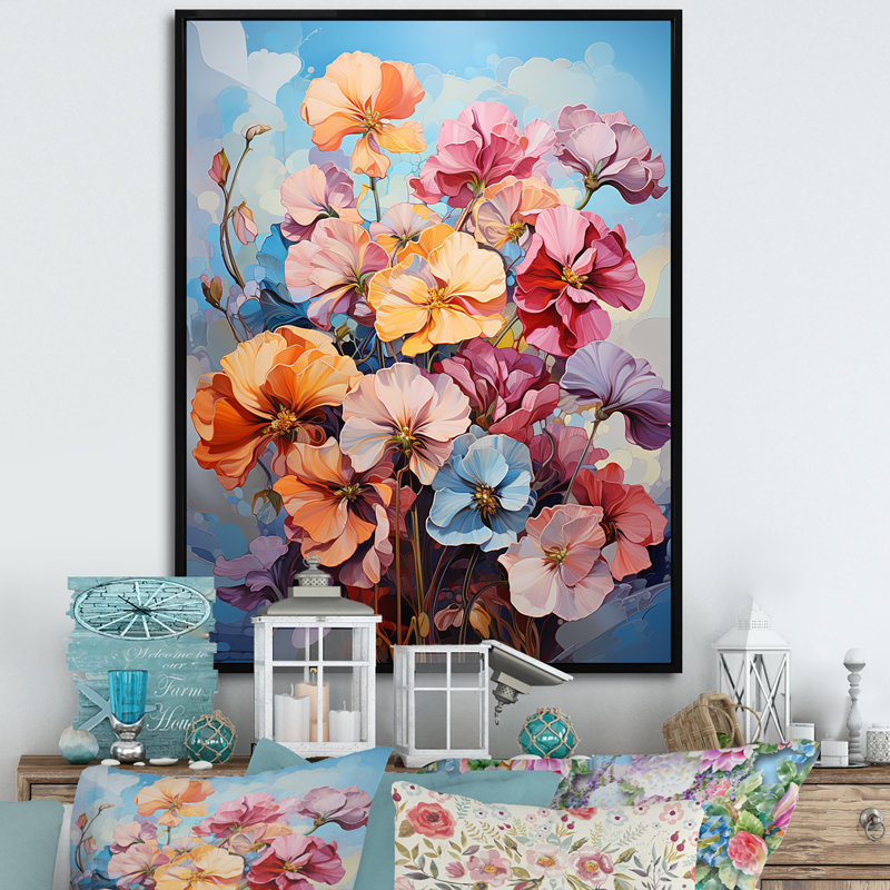 Bouquet de pensées sauvages Wild Expression, Cadre flottant noir, H 44 po x l 34 po x P 1,5 po