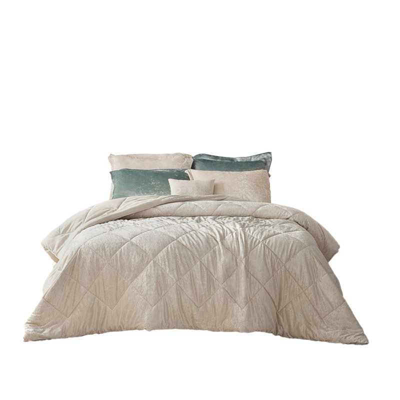 Ensembles de literie en velours luxueux, double / grand, champagne, style moderne pour le confort de la maison