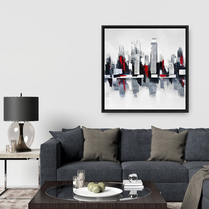 «Gray and Red Cityscape» sur toile