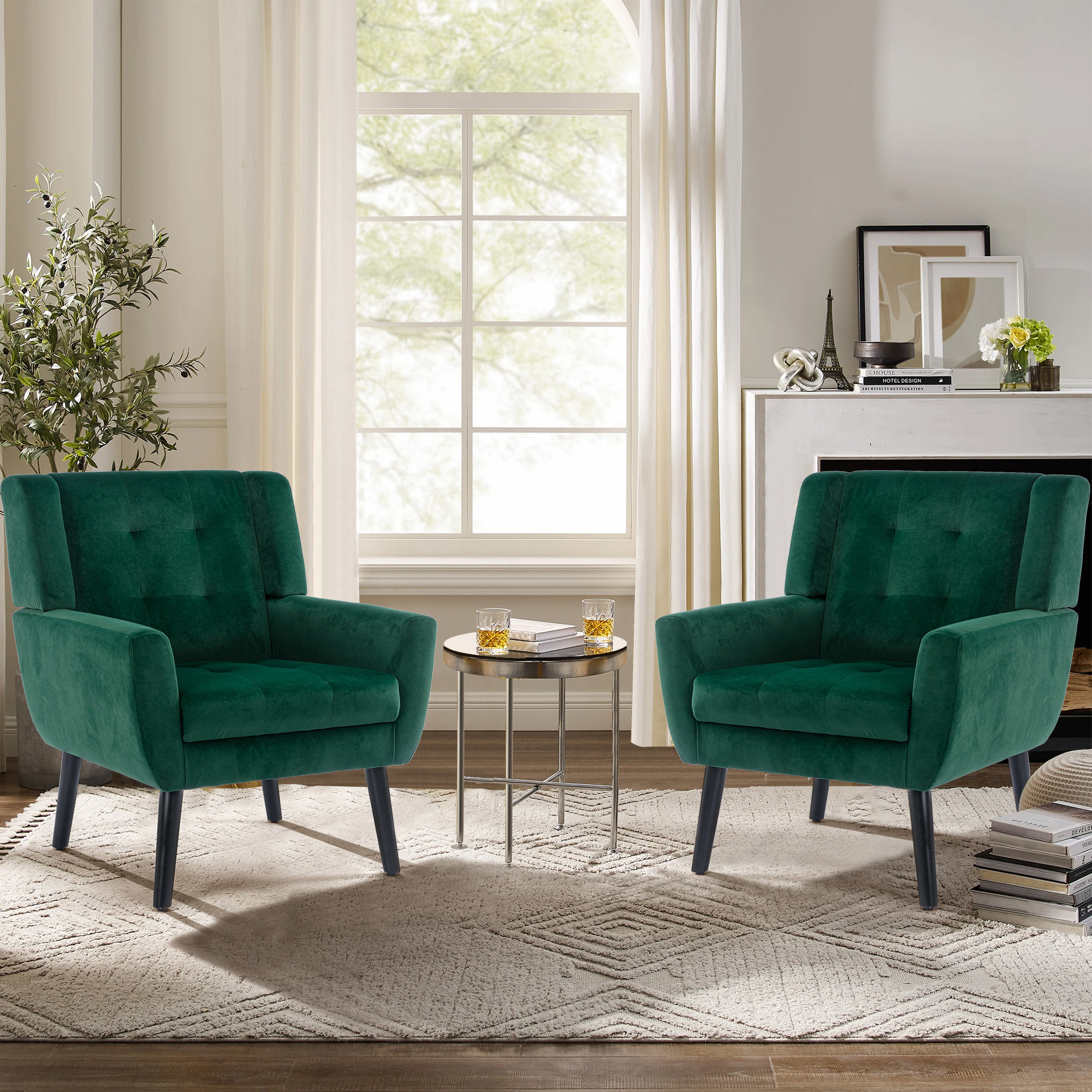 Neptune George Armchair George Oliver Tufted Upholstered Wide Back