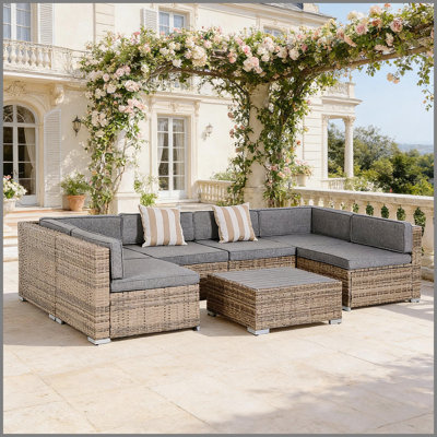 Ensemble de meubles de jardin en rotin, ensemble de canapé d'extérieur en osier 7 pièces, ensemble de conversation
