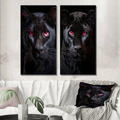 Pink And Black Panther - Panther Metal Wall Decor Set Of 2