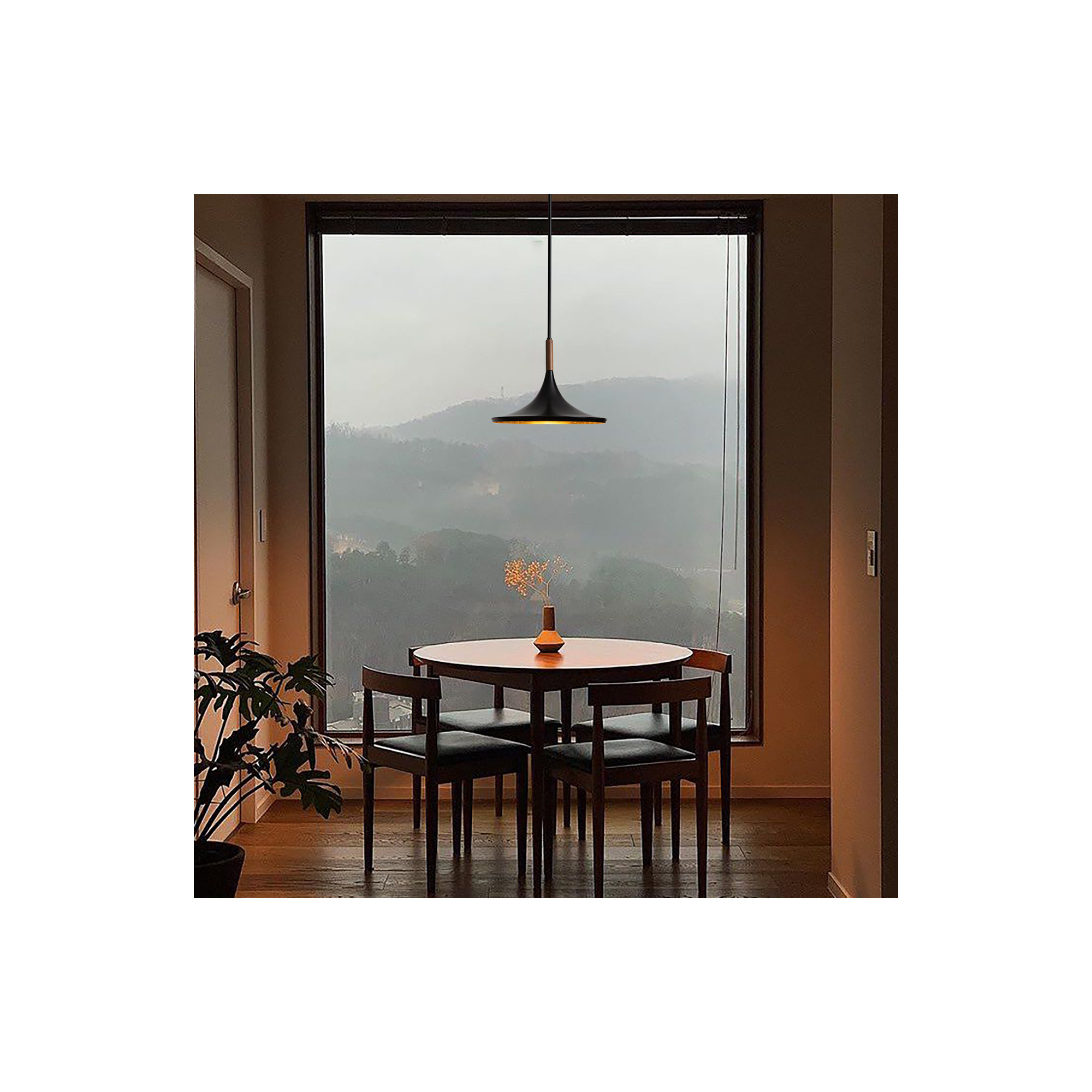 Lodi Pendant Light - Matte Black, Walnut, Large