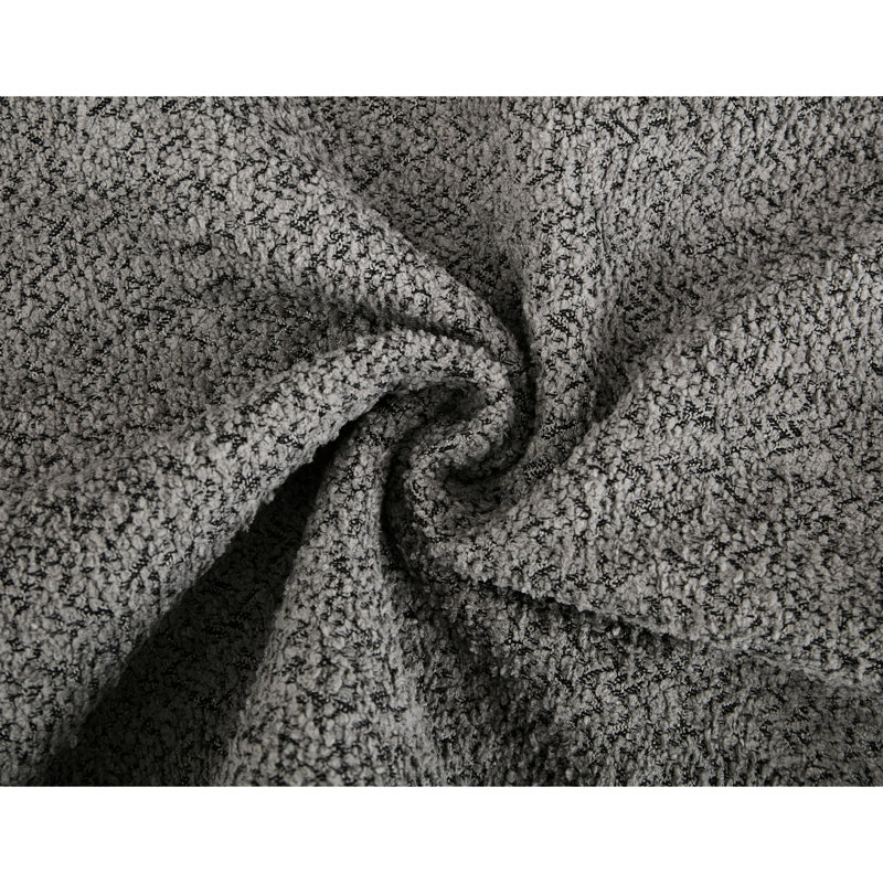 Tissu bouclé gris foncé - 3 places et 2 places avec coussins, table de bout, pièce confortable et confort élégant, Gris